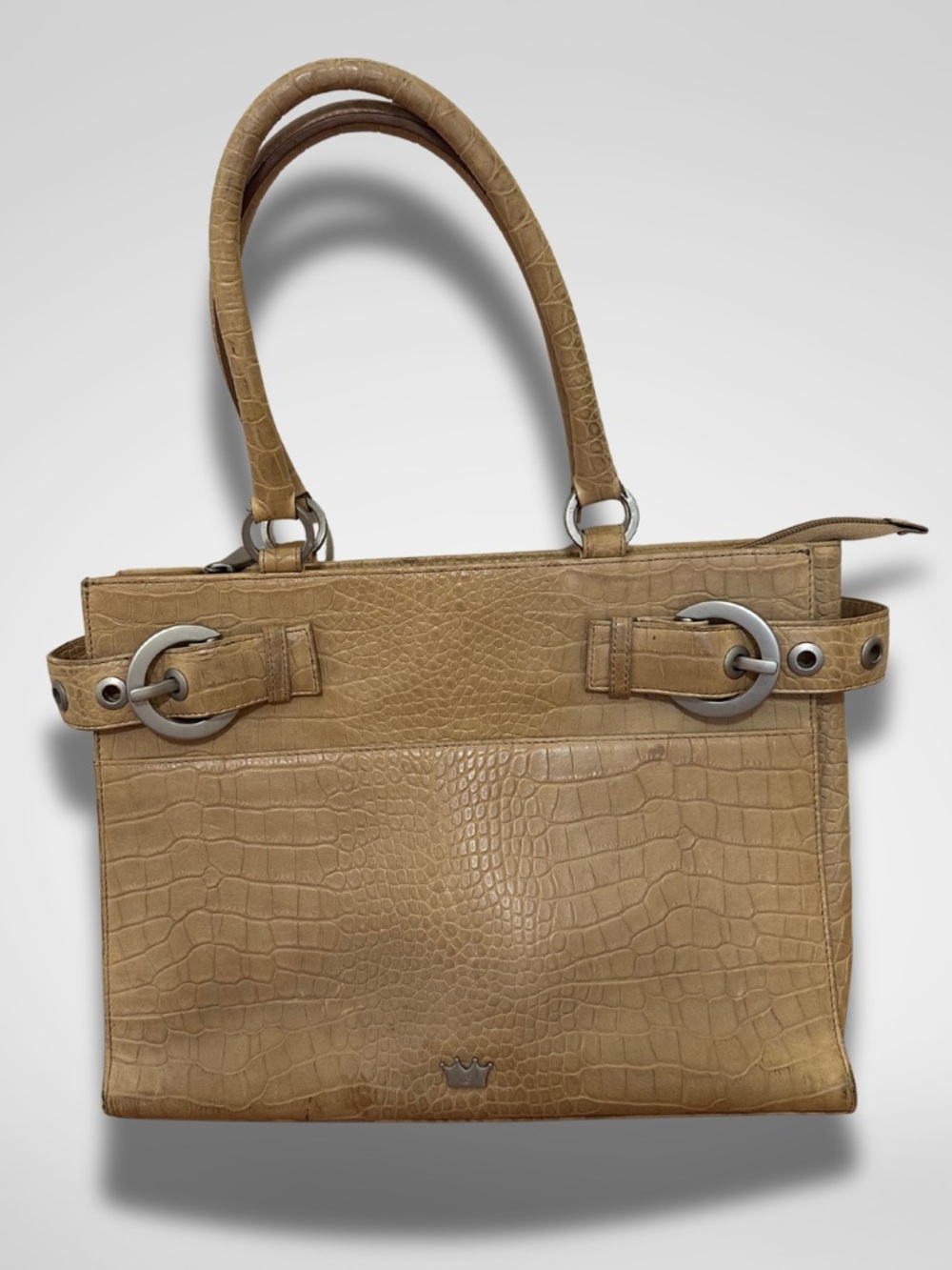 Elaine Turner Croc Embossed Tan Leather Purse
